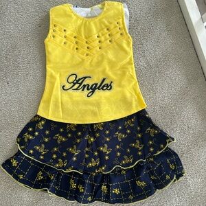 Brand new yellow and blue skirt set for 8 year old girls